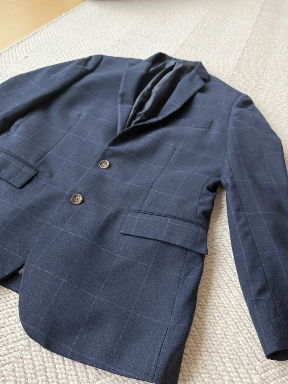 J. Crew Thompson Navy Windowpane Two-Piece Suit (altered- see measurements)